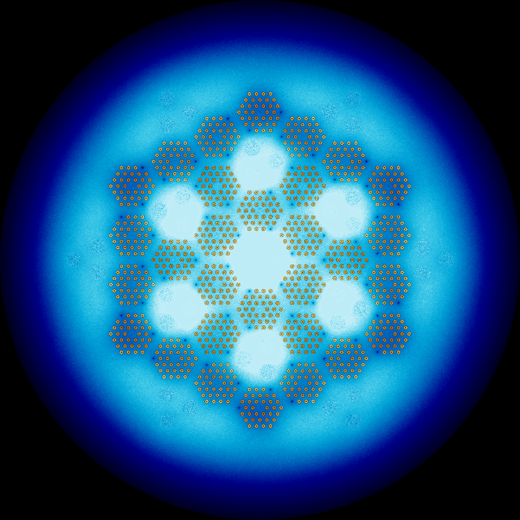 Top View of the reactor, showing neutron flux